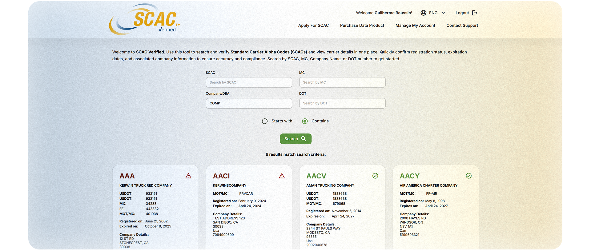 SCAC Verified for Platforms | Carrier Status Lookup | NMFTA